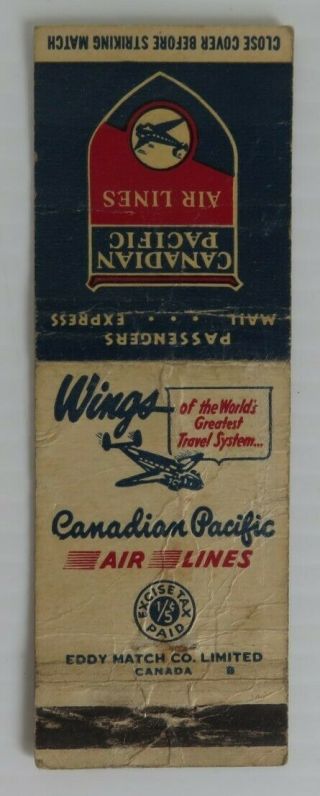 Vintage Canadian Pacific Air Lines Matchbook Cover (inv23905)