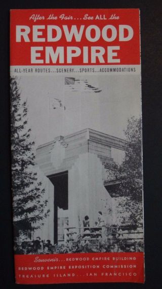 Vintage 1939 Redwood Empire - Golden Gate Exposition San Francisco Map & Brochure