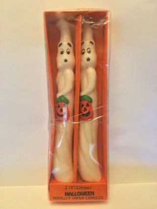 Vintage 1990’s Halloween Taper Candles Ghost Pumpkin 10 " Decoration