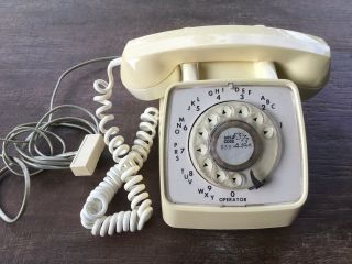 Vintage Rotary Dial Telephone Phone Gte Automatic Electric Model 80 Beige / Tan
