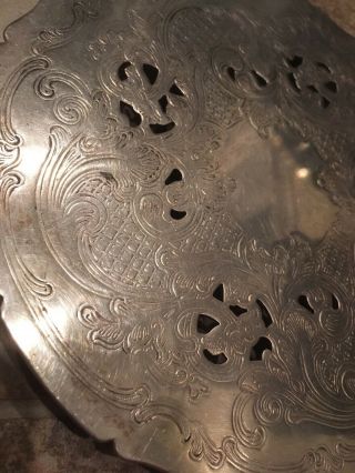 Absolutely Gorgeous Gorham Silver Plated Trivet Tray With Feet Lattice Scroll