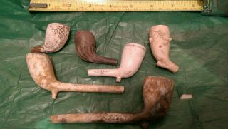 Six 19th Century British Clay Pipes