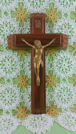 Vintage Wood Catholic Wall Cross,  Crucifix,  Sick Call Set,  Candles,  Holy Water