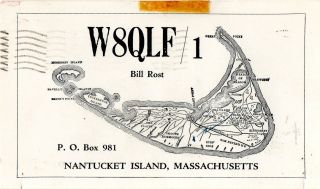 W8qlf/1 Qsl Card - - Nantucket Island,  Massachusetts - - Map - - 1957