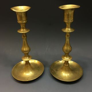 Antique 19c Russian Brass Candlesticks Candleholders Jewish Shabbat