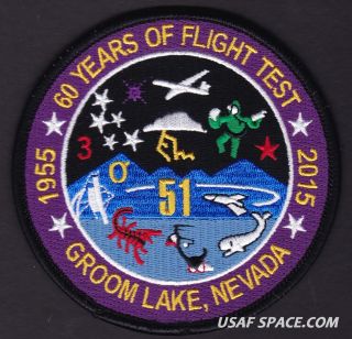 USAF GROOM LAKE,  NV.  - 60 YEARS OF FLIGHT TEST - AREA - 51 - COMMEMORATIVE PATCH 4