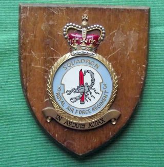 Old Vintage Raf Royal Air Force Regiment 3 Squadron Station Crest Shield Plaque