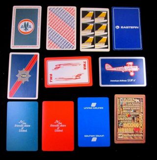 11 Single Vintage Swap Playing Cards - Various Airlines Advertising Logos