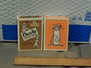 Vtg Comical Playing Cards [lot Of 2] " Cheer - Up ",  " Tee - Up " Medical_golf Ltd