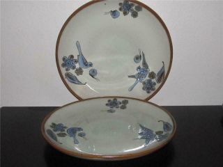 Two El Palomar Mexican Pottery Ken Edwards Blue Bird Dinner Plates