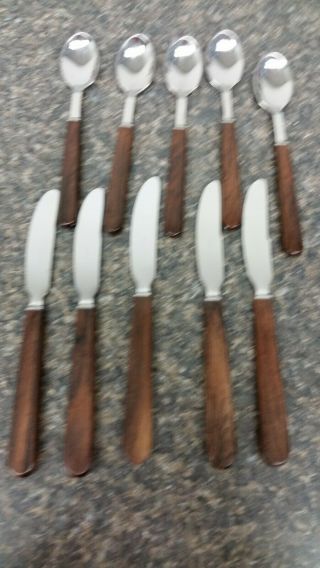 Universal Steel Company Denmark Mcm 10 Pc.  Flatware Set - - 5 Spoons & 5 Knives