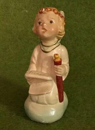 Vintage Angel Figurine Holding Candle And Singing 3.  75”