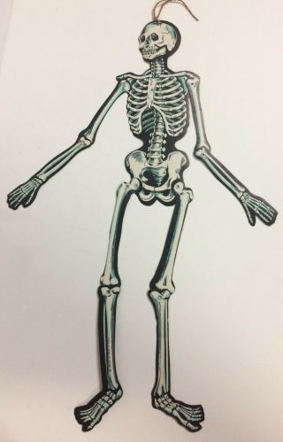 Vintage Halloween Die Cut Jointed Skeleton Beistle 22 " Made In Usa 1960 