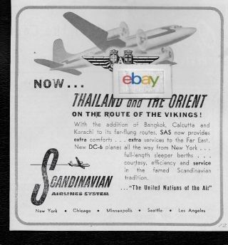 Sas Scandinavian Now To Thailand & Orient Route Of Vikings Dc - 6 Bkk Calcutta Ad