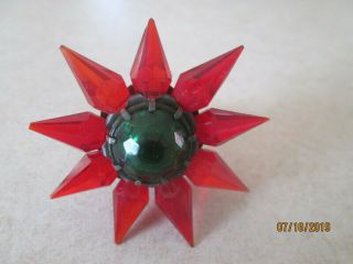 Vintage Christmas Screw In Flower Red Green Light Bulb