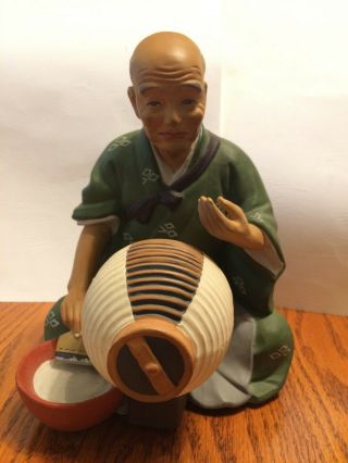Vintage Hakata Urasaki Doll Figurine Man Making Paper Lantern - Japan