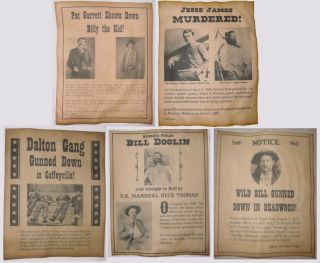 5 Old West Death Announcement Posters,  Billy The Kid,  Jesse James,  Etc. ,  Wanted