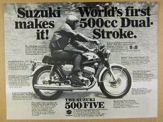 1968 Suzuki T500 Titan 500 /five Motorcycle Photo Vintage Print Ad