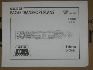 Space 1999 Book Of Eagle Transport Plans Blueprints 2 Sheet Folded 17 " X 22 "