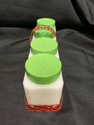 VTG Tipp City USA Milk Glass Cherries Range Set,  Salt,  Pepper,  Flour,  Sugar Shakers 2