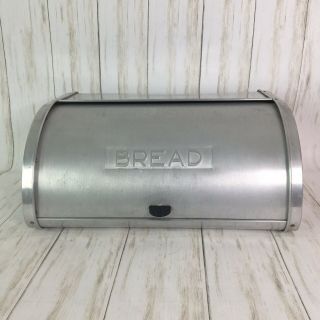 Vintage Aluminum Roll Top Bread Box W/ Side Vents / Rolls Great