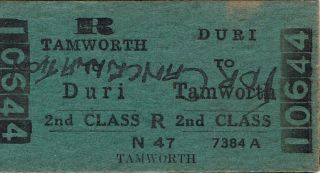 Railway Tickets A Trip From Duri To Tamworth By The Old Nswgr In 1958
