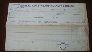 Central England Railway 1905 Interline W/b Carbondale Ny Simsbury Ct O&w