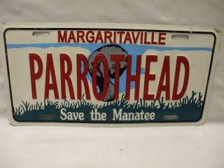 Margaritaville Parrothead License Plate Tag / Save The Manatee/ Man Cave Garage
