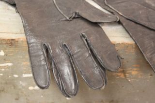 RARE EARLY Antique Mens Black Leather Indian Harley Motorcycle Gloves 7