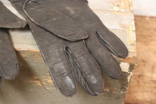 RARE EARLY Antique Mens Black Leather Indian Harley Motorcycle Gloves 8