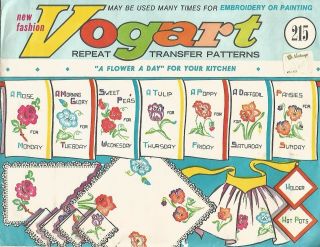 Vogart Transfer Patterns Days Of The Week Flower Designs 215 Vintage Embroidery