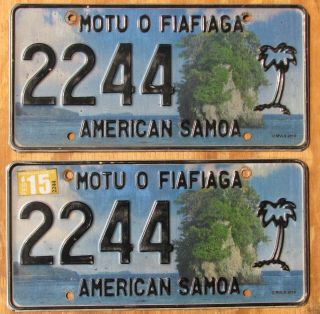 American Samoa License Plate Pair 2015 2244 Pair