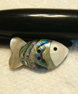 Vintage Realistic Mother Of Pearl Shell Fish Button 1 1/2 " X 1 "