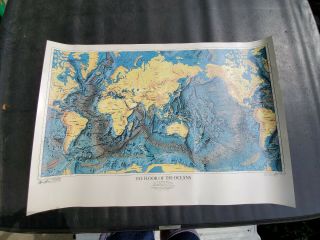 1980 World Ocean Floor Map 24x39 " - Bruce Heezen / Marie Tharp / Us Navy