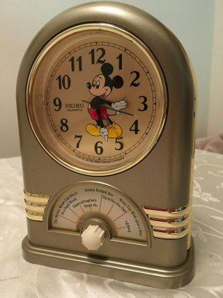 Disney Mickey Mouse Alarm Clock Seiko Quartz Musical Jukebox /