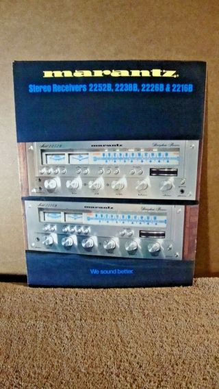1977 Marantz Stereo Receivers 2216b 2226b 2252b 2238b 5 Page Booklet With Specs