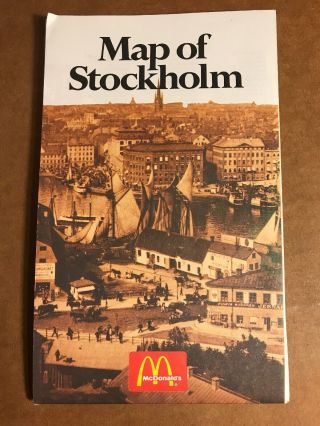 Early 1980’s Mcdonald’s Map Of Stockholm,  Sweden,  With 7up Coupon