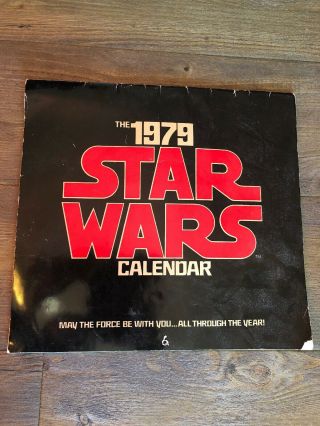 Vtg The 1979 Star Wars Calendar Very Rare Dates Same As 2018