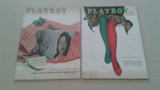 2 Playboy Magazines Dec 1957 & 1958 Linda Vargas/joyce Nizzar Anniversary Issues