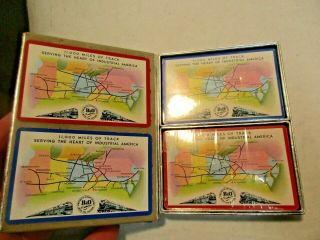 Vintage B&o Railroad " 11,  000 Miles Of Track " Double Playing Cards - - Nr