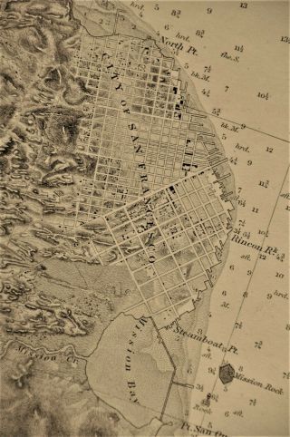 1878 Survey Map Of San Francisco Bay Entrance; 40x28 Inches