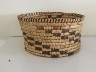 Vintage Papago Native American Indian Hand Woven Basket Signed