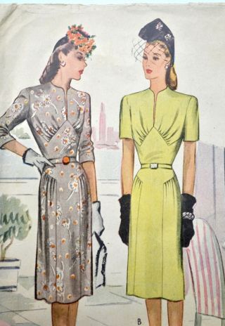 Vintage Mccall Sewing Pattern 40s 50s One Piece Day Dress 6050 Sz 18