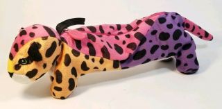 Vintage Lisa Frank Rainbow Hunter Leopard Plush Zipper Bag Pencil Pouch Vgc,  Htf