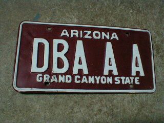 Arizona Vanity License Plate Dba A A,  Doing Business As Alcoholics Anonymous Aa