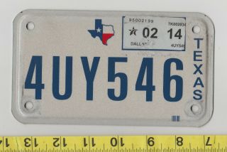 2014 Texas Motorcycle License Plate 4uy 546