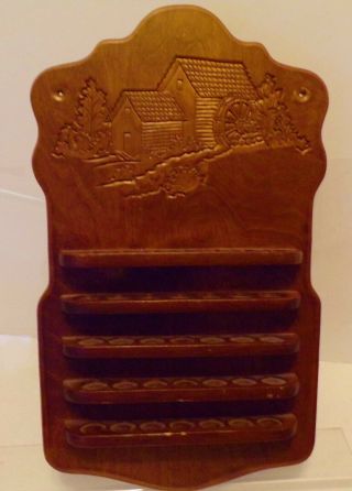 Carved Wood Wall Thimble Holder Display Shelf