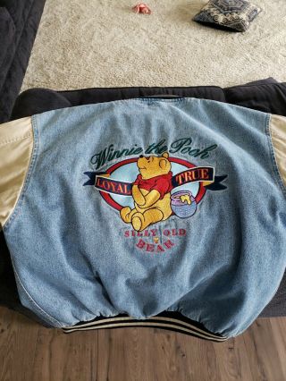 Vintage Winnie The Pooh Denim Varsity Jacket Embroidered Size L