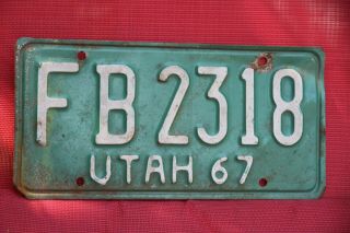 1967 Utah License Plate 