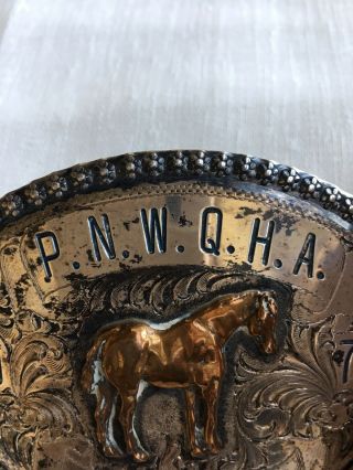Vintage WAGE SOLID STERLING SILVER BELT BUCKLE With Horse.  1978.  A Beauty 2